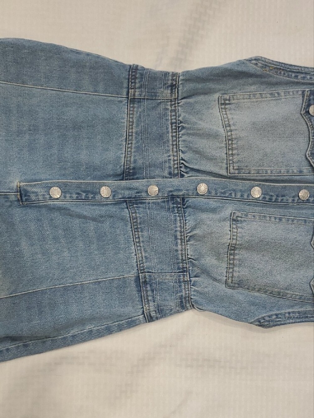 Sleeveless Light Blue Denim Wide-Leg Overalls - Picture 3 of 15